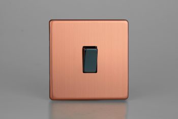 Varilight Urban Screwless Brushed Copper 1-Gang 10A 1- or 2-Way Rocker Switch