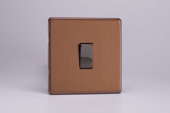 Varilight Flat Plate Screwless Brushed Bronze 1-Gang 10A 1- or 2-Way Rocker Switch