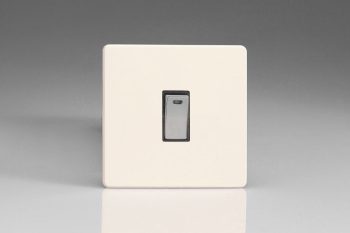 Varilight Flat Plate Screwless Primed 1-Gang 20A Double Pole Rocker Switch + Neon Indicator Light