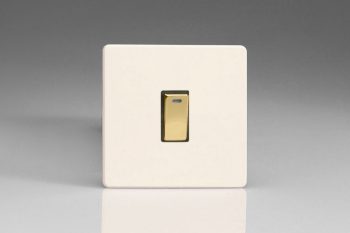 Varilight Flat Plate Screwless Primed Vogue 1-Gang 20A Double Pole Rocker Switch + Neon Indicator Light