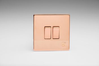 Varilight Antimicrobial Screwless Copper 2 Gang 10 Amp 1 or 2-Way Rocker Switch
