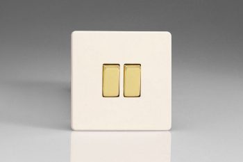 Varilight Flat Plate Screwless Primed Vogue 2-Gang 10A 1- or 2-Way Rocker Switch