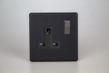 Varilight Urban Screwless Matt Black 1-Gang 13A Double Pole Switched Socket with Metal Rockers