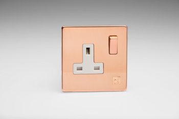 Varilight Antimicrobial Screwless Copper 1 Gang 13 Amp Switched Plug Socket