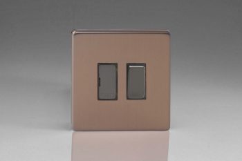 Varilight Flat Plate Screwless Brushed Bronze 13A Switched Fused Spur with Metal Inserts