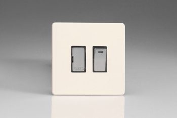 Varilight Flat Plate Screwless Primed 13A Switched Fused Spur + Neon with Metal Inserts