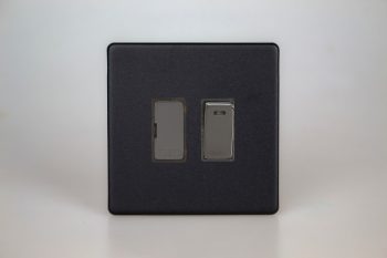 Varilight Urban Screwless Matt Black 13A Switched Fused Spur + Neon with Metal Inserts