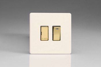 Varilight Flat Plate Screwless Primed Vogue 13A Switched Fused Spur + Neon with Metal Inserts