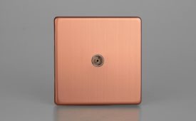 Varilight Urban Screwless Brushed Copper 1-Gang TV Socket, Co-Axial