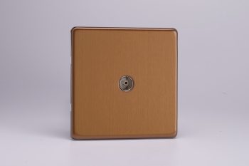 Varilight Flat Plate Screwless Brushed Bronze 1-Gang TV Socket, Co-Axial