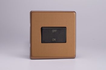 Varilight Flat Plate Screwless Brushed Bronze 10A Fan Isolating Switch (3 Pole)