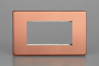 Varilight Urban Screwless Brushed Copper DataGrid Twin Plate (4 Grid Spaces)