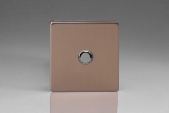 Varilight Flat Plate Screwless Brushed Bronze 1-Gang 6A 1- or 2-Way Push-On/Off Impulse Switch