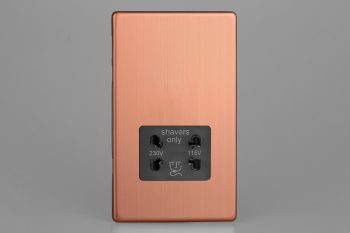 Varilight Urban Screwless Brushed Copper Dual Voltage Shaver Socket 230V/115V