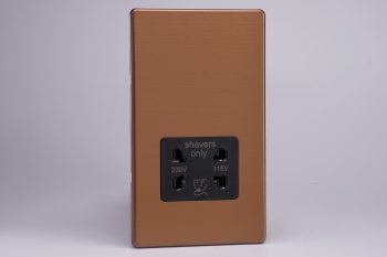 Varilight Urban Screwless Brushed Bronze Dual Voltage Shaver Socket 230V/115V