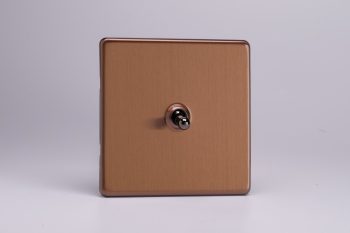 Varilight Flat Plate Screwless Brushed Bronze 1-Gang 10A 1- or 2-Way Toggle Switch