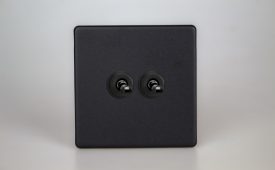Varilight Urban Screwless Matt Black 2-Gang 10A 1- or 2-Way Toggle Switch