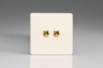 Varilight Flat Plate Screwless Primed Vogue 2-Gang 10A 1- or 2-Way Toggle Switch