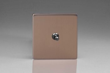 Varilight Flat Plate Screwless Brushed Bronze 1-Gang 10A Intermediate Toggle Switch