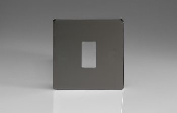 Varilight Flat Plate Screwless Iridium Black 1-Gang PowerGrid Plate including Yoke (Single Plate)