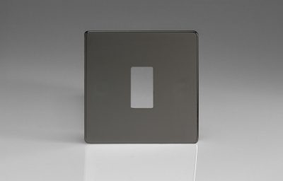Varilight Flat Plate Screwless Iridium Black 1-Gang PowerGrid Plate including Yoke (Single Plate)
