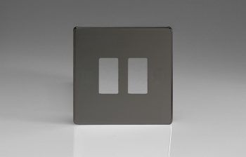 Varilight Flat Plate Screwless Iridium Black 2-Gang Screwless PowerGrid Plate including Yoke (Single Plate)