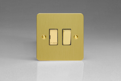 Varilight Ultraflat Brushed Brass 13A Switched Fused Spur with Metal Inserts