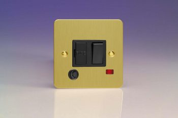 Varilight Ultraflat Brushed Brass 13A Switched Fused Spur + Neon + Flex Outlet