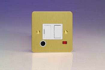 Varilight Ultraflat Brushed Brass 13A Switched Fused Spur + Neon + Flex Outlet