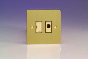 Varilight Ultraflat Brushed Brass 13A Unswitched Fused Spur + Flex Outlet with Metal Inserts