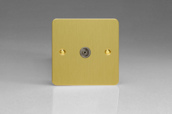 Varilight Ultraflat Brushed Brass 1-Gang TV Socket, Co-Axial