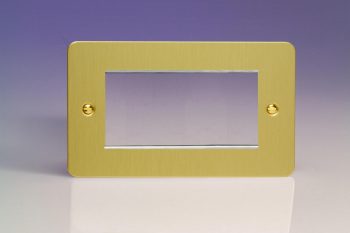 Varilight Ultraflat Brushed Brass DataGrid Twin Plate (4 Grid Spaces)