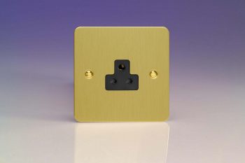 Varilight Ultraflat Brushed Brass 1-Gang 2A Round Pin Socket