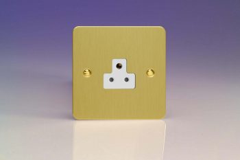 Varilight Ultraflat Brushed Brass 1-Gang 2A Round Pin Socket