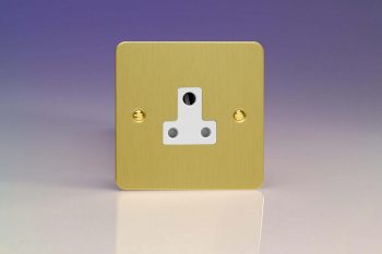 Varilight Ultraflat Brushed Brass 1-Gang 5A Round Pin Socket