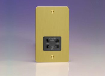 Varilight Ultraflat Brushed Brass Dual Voltage Shaver Socket 240V/115V 240V/115V
