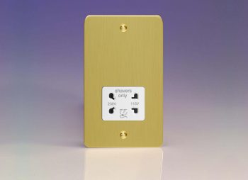 Varilight Ultraflat Brushed Brass Dual Voltage Shaver Socket 240V/115V 240V/115V