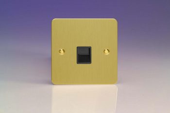 Varilight Ultraflat Brushed Brass 1-Gang Telephone Slave (Extension) Socket