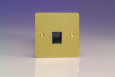 Varilight Ultraflat Brushed Brass 1-Gang Telephone Slave (Extension) Socket