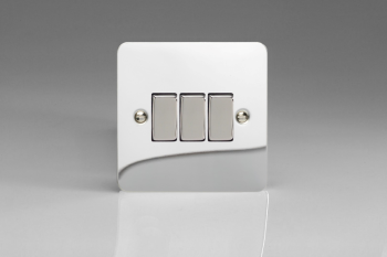 Varilight Ultraflat Polished Chrome 3-Gang 10A 1- or 2-Way Rocker Switch