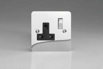 Varilight Ultraflat Polished Chrome 1-Gang 13A Double Pole Switched Socket with Metal Rockers