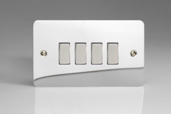 Varilight Ultraflat Polished Chrome 4-Gang 10A 1- or 2-Way Rocker Switch (Twin Plate)