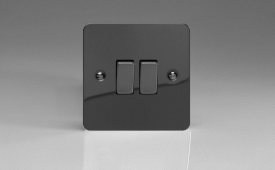 Varilight Ultraflat Iridium Black 2-Gang 10A 1- or 2-Way Rocker Switch