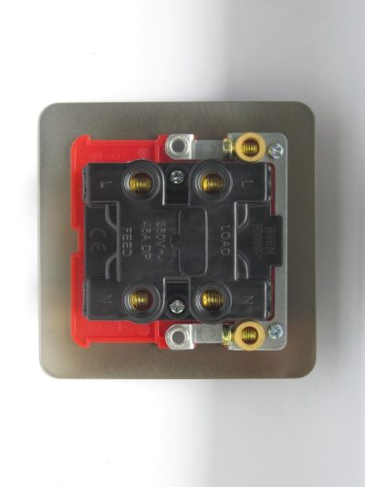 Varilight Ultraflat Brushed Steel 45A Cooker Switch (Single Plate, Red Rocker) - Image 2