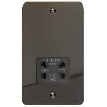 Varilight Ultra Flat Iridium Black Dual Voltage Shaver Socket 230V/115V
