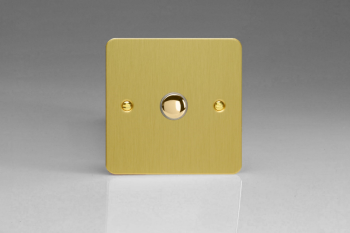 Varilight Ultraflat Brushed Brass 1-Gang 6A 1-Way Push-to-Make Momentary Switch