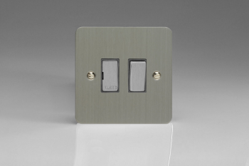 Varilight Ultraflat Brushed Steel 13A Switched Fused Spur with Metal Inserts