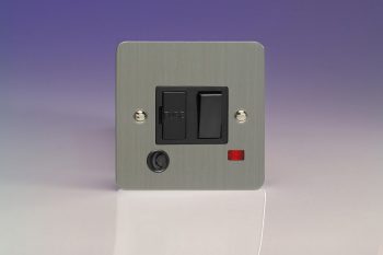 Varilight Ultraflat Brushed Steel 13A Switched Fused Spur + Neon + Flex Outlet