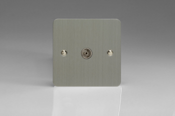 Varilight Ultraflat Brushed Steel 1-Gang TV Socket, Co-Axial
