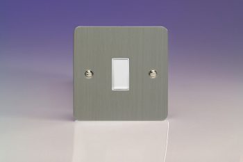 Varilight Ultraflat Brushed Steel 1-Gang 10A Retractive Switch